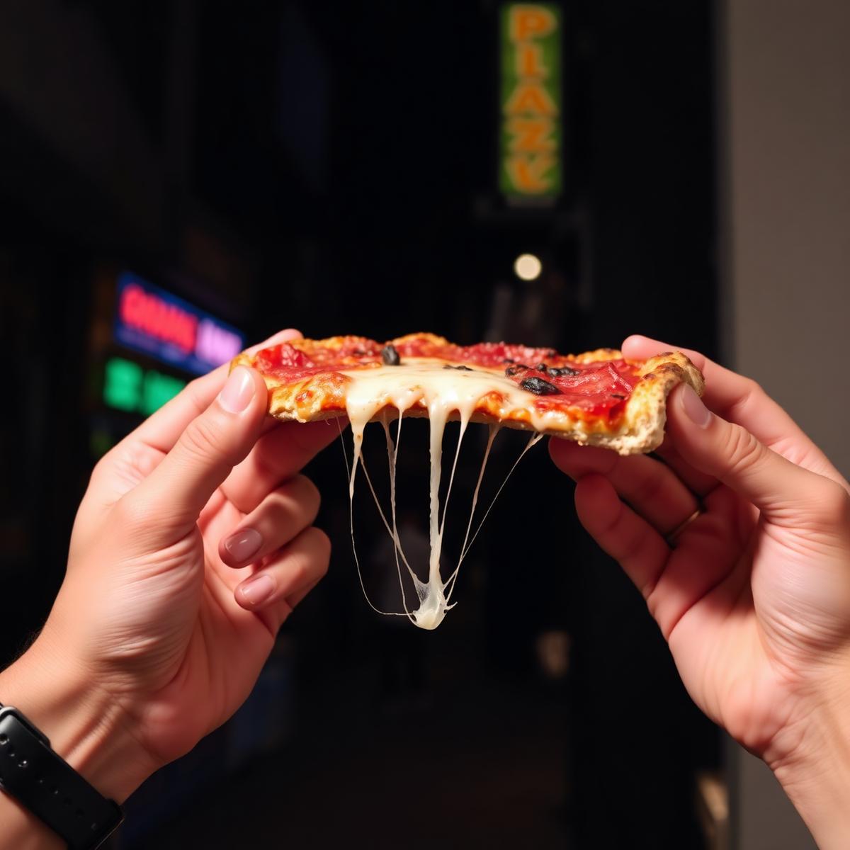 Fetta di pizza che scrocchia